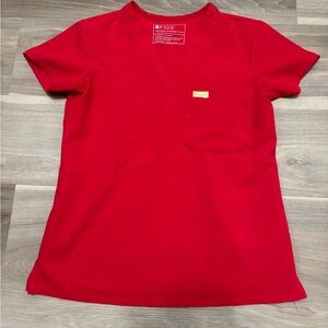 Figs Vivid Red Scrub Top